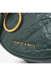 Charles Keith Ring Decoration Street Fashion Belt Bag Dark Green